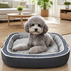Versatile Blue Oval Pet Bed for Home Use