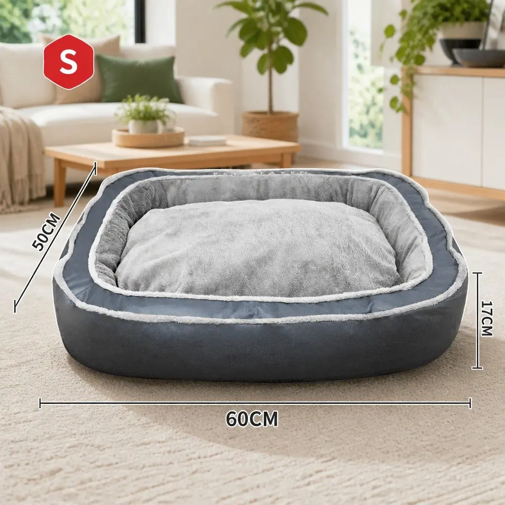 Oval Pet Bed Cotton 60x50x17cm Blue