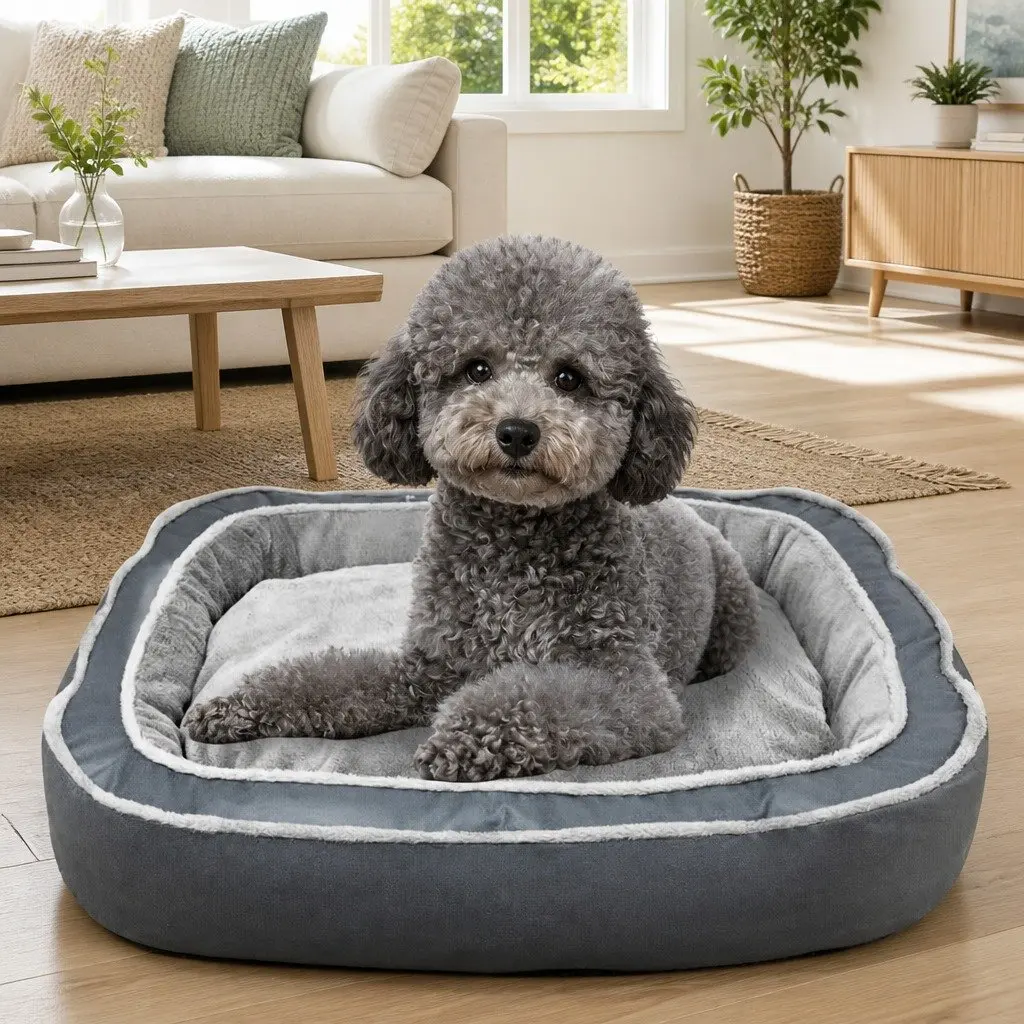 Oval Pet Bed Cotton 60x50x17cm Blue