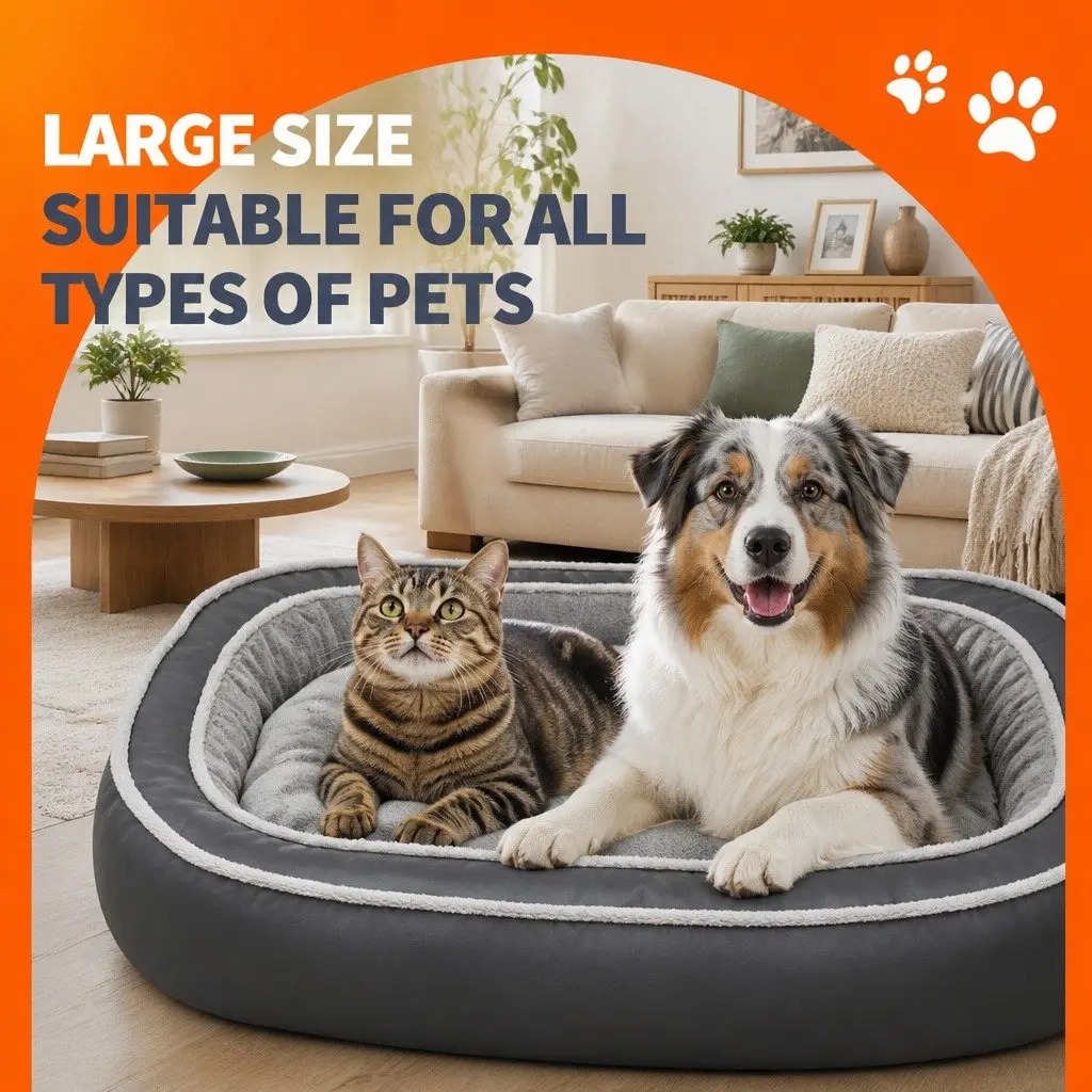 Oval Pet Bed Cotton 60x50x17cm Blue