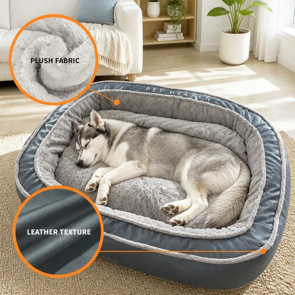 Oval Pet Bed Cotton 60x50x17cm Blue