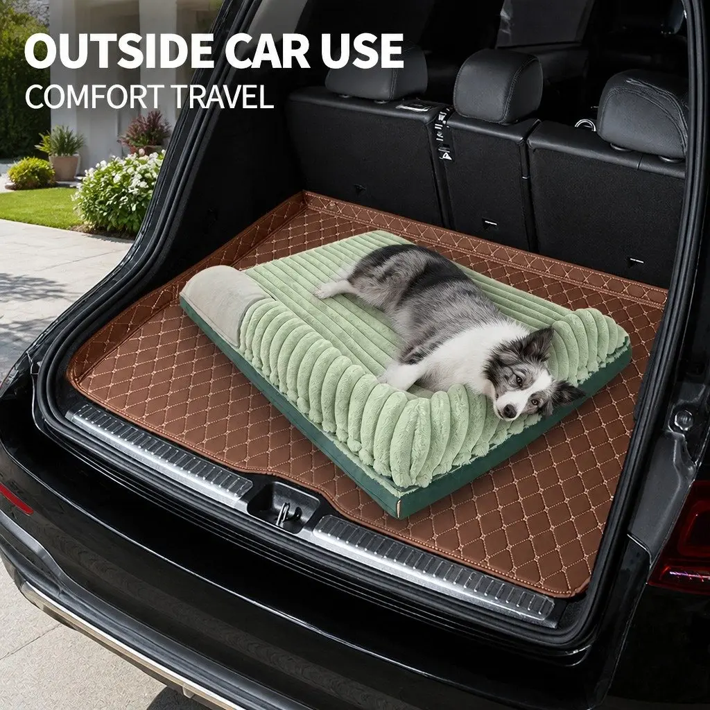 Dual-Sided Detachable Dog Bed Velvet 80x60cm Washable Thick Sponge Cushion Green