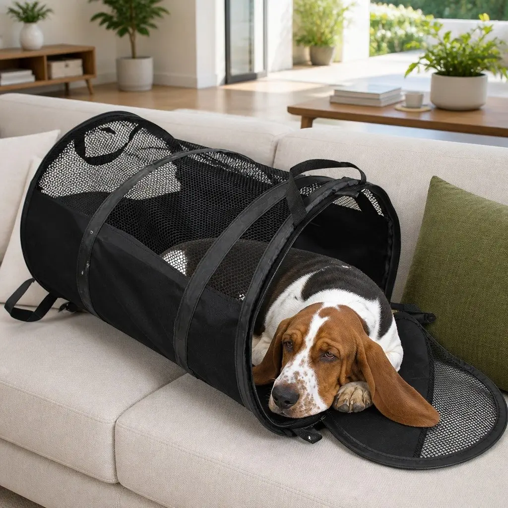 Pet Carrier Bag Oxford Cloth 57x41x41cm Black Lightweight