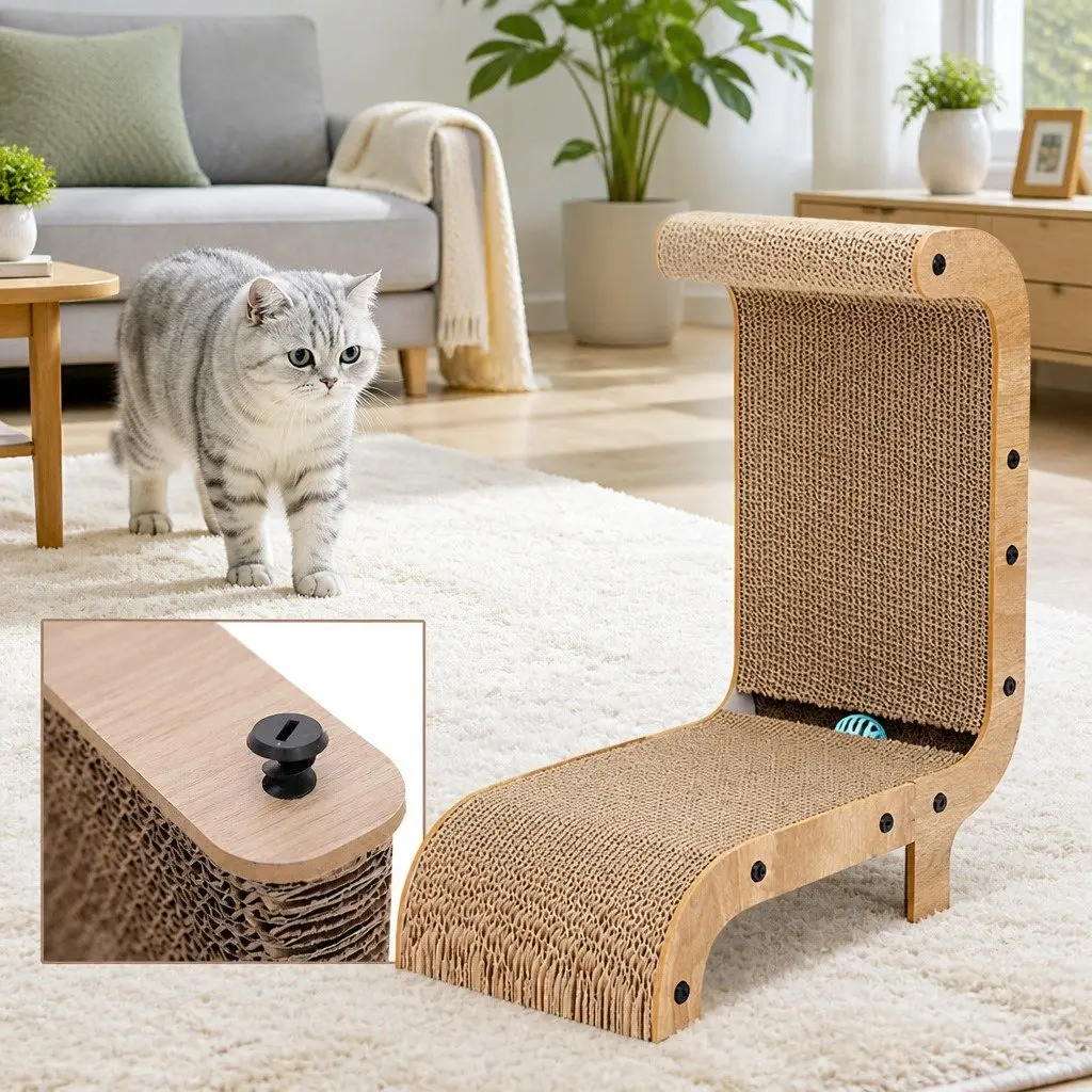 Cat Scratch Board Recliner Standing Kitten Scratcher Scratching Post Toy