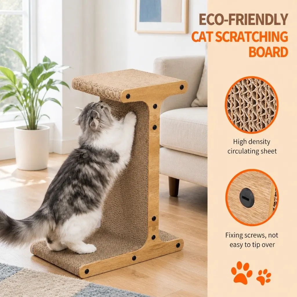 Cat Scratching Board T-Jump Stand Corrugated Paper 41x25x55cm