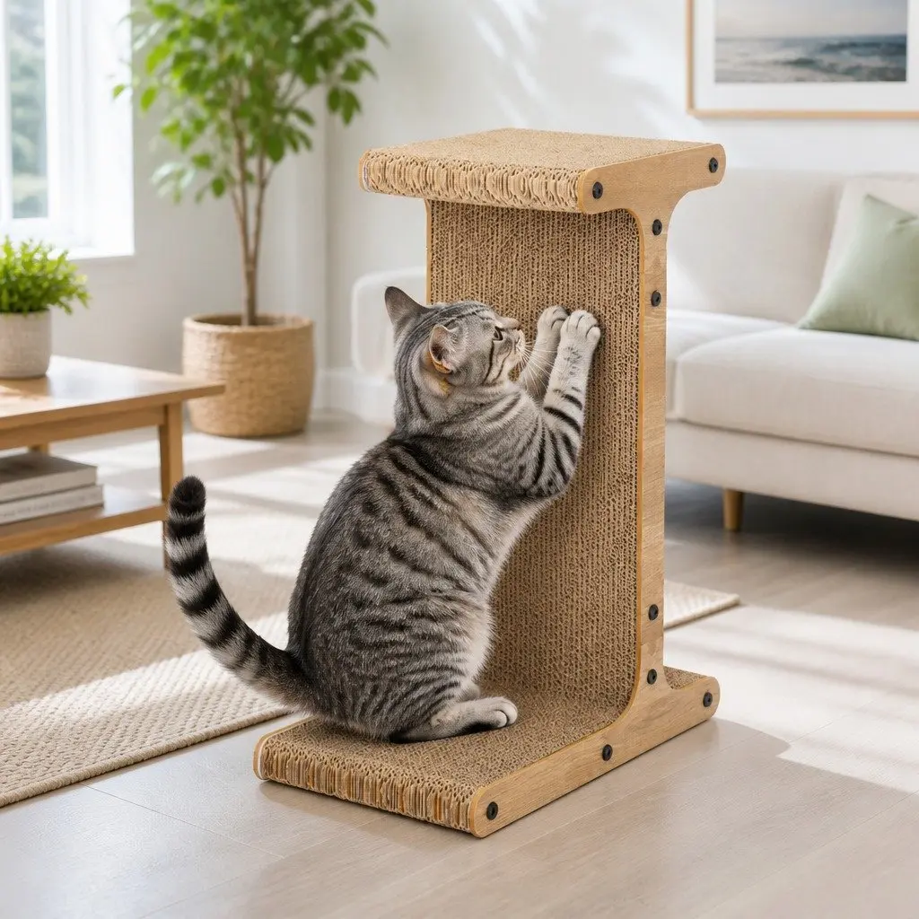 Cat Scratching Board T-Jump Stand Corrugated Paper 41x25x55cm