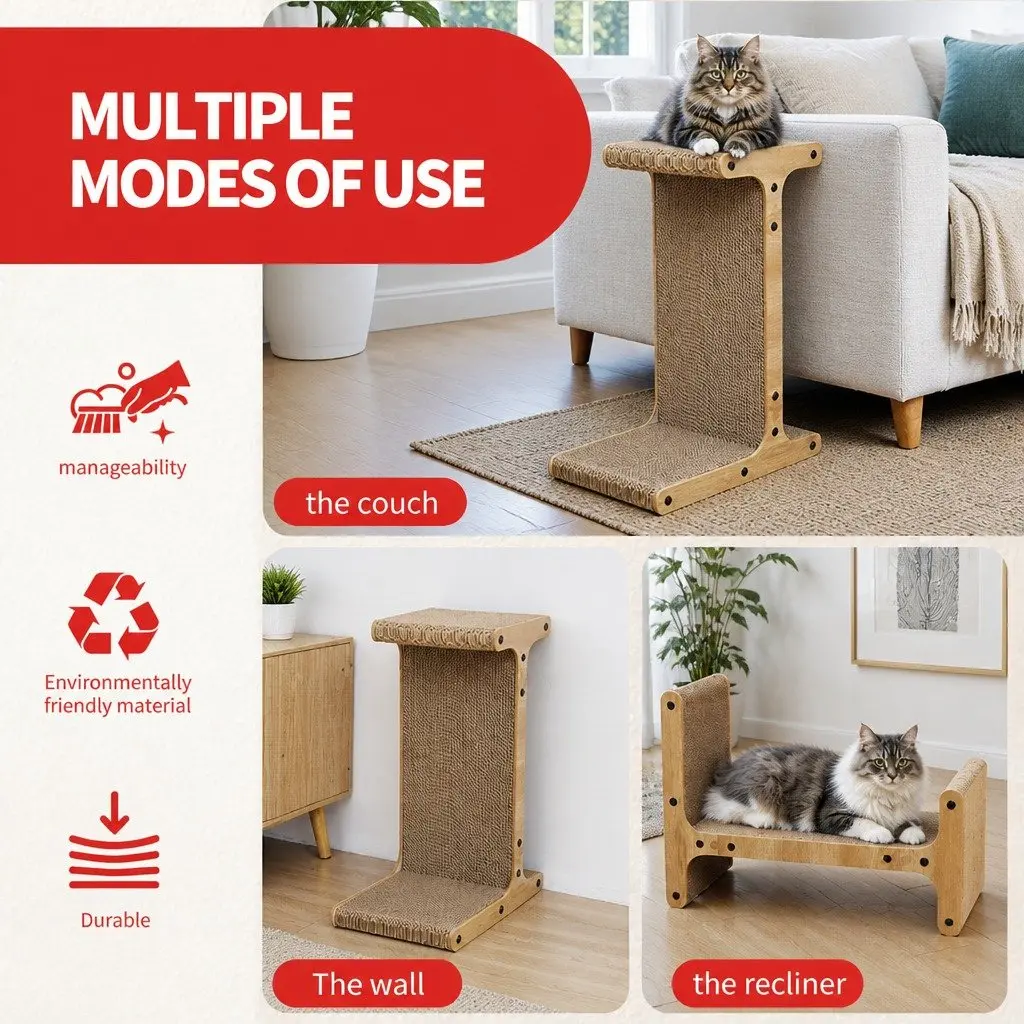 Cat Scratching Board T-Jump Stand Corrugated Paper 41x25x55cm