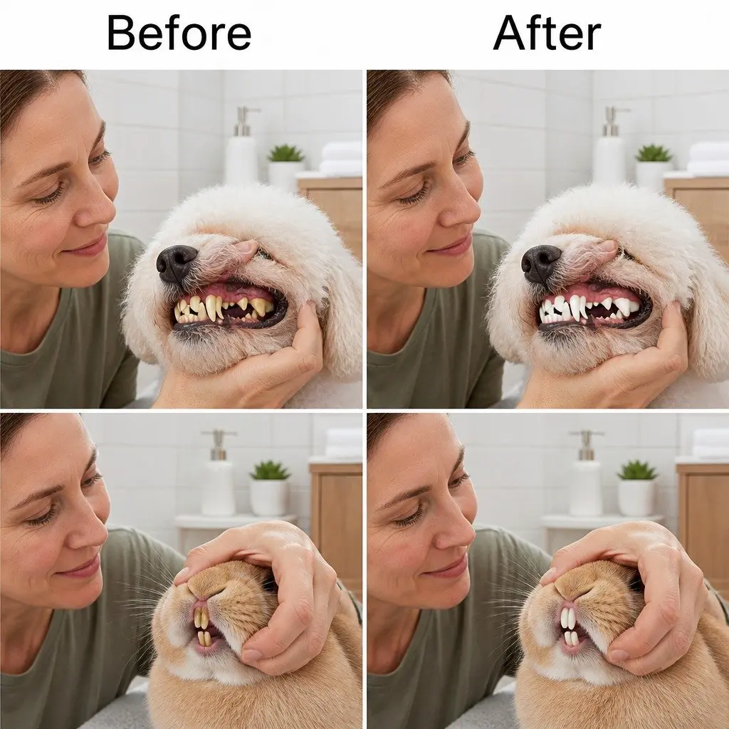 Multi-Angle Pet Toothbrush Three-Head Purple 17cm for Dogs Cats Teeth Cleaning Oral Care Tool