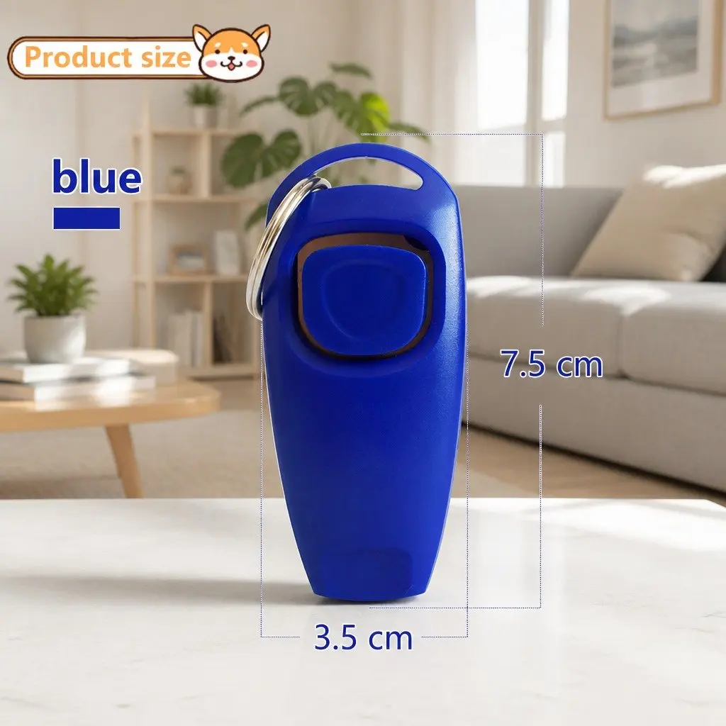 Dog Training Whistle Clicker Combo 2 in 1 PC Material 7.5cm Blue