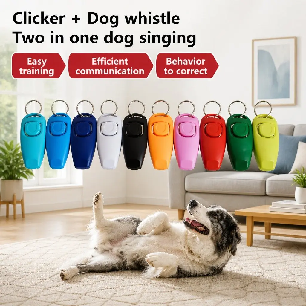 Dog Training Whistle Clicker Tool PC Material 7.5cm Emerald Green