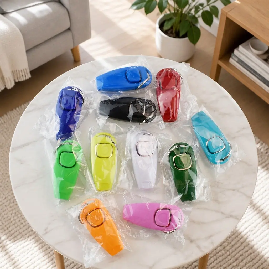 Dog Training Whistle Clicker Tool PC Material 7.5cm Green