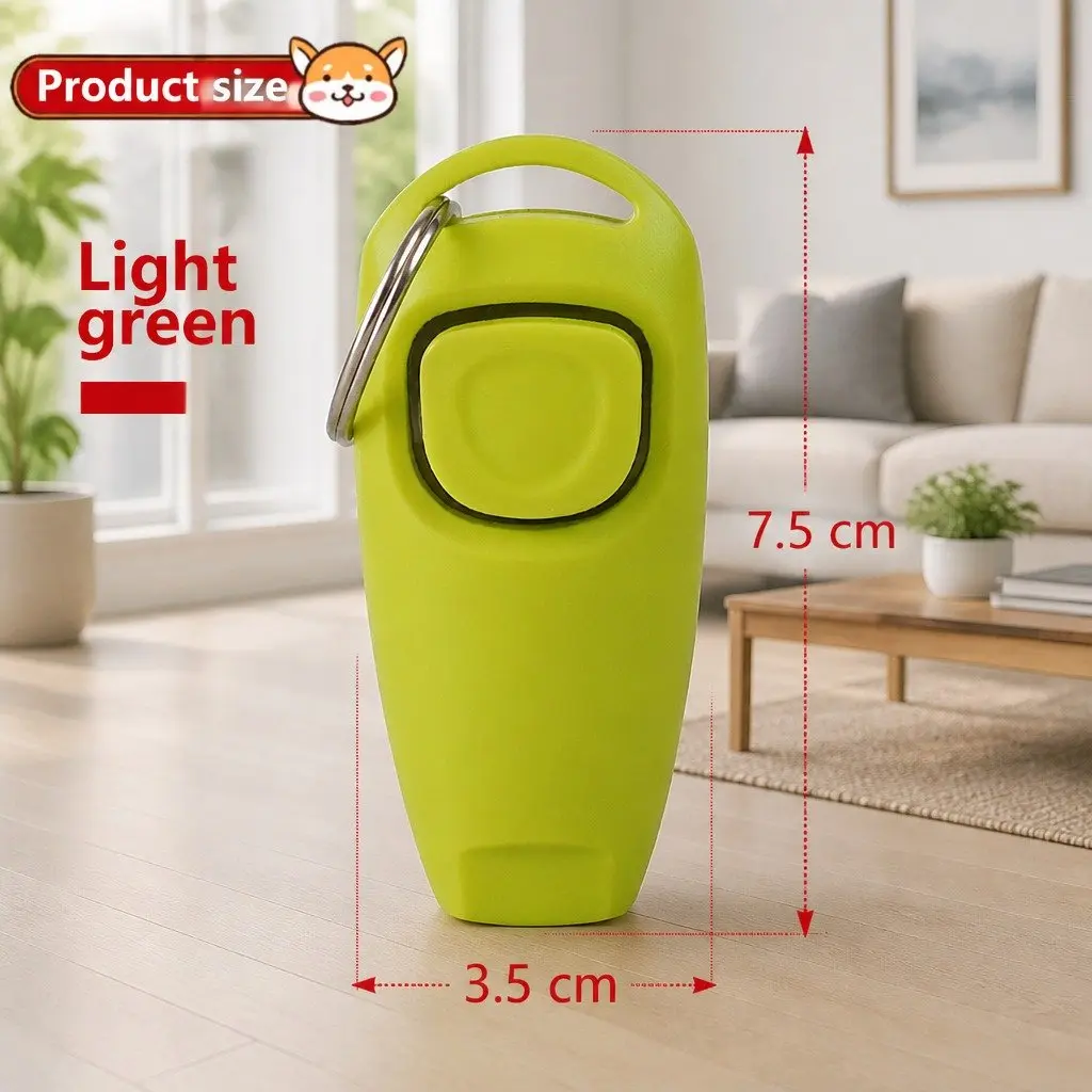 Dog Obedience Training Kit Clicker Whistle Combo PC Material Light Green 7.5cm