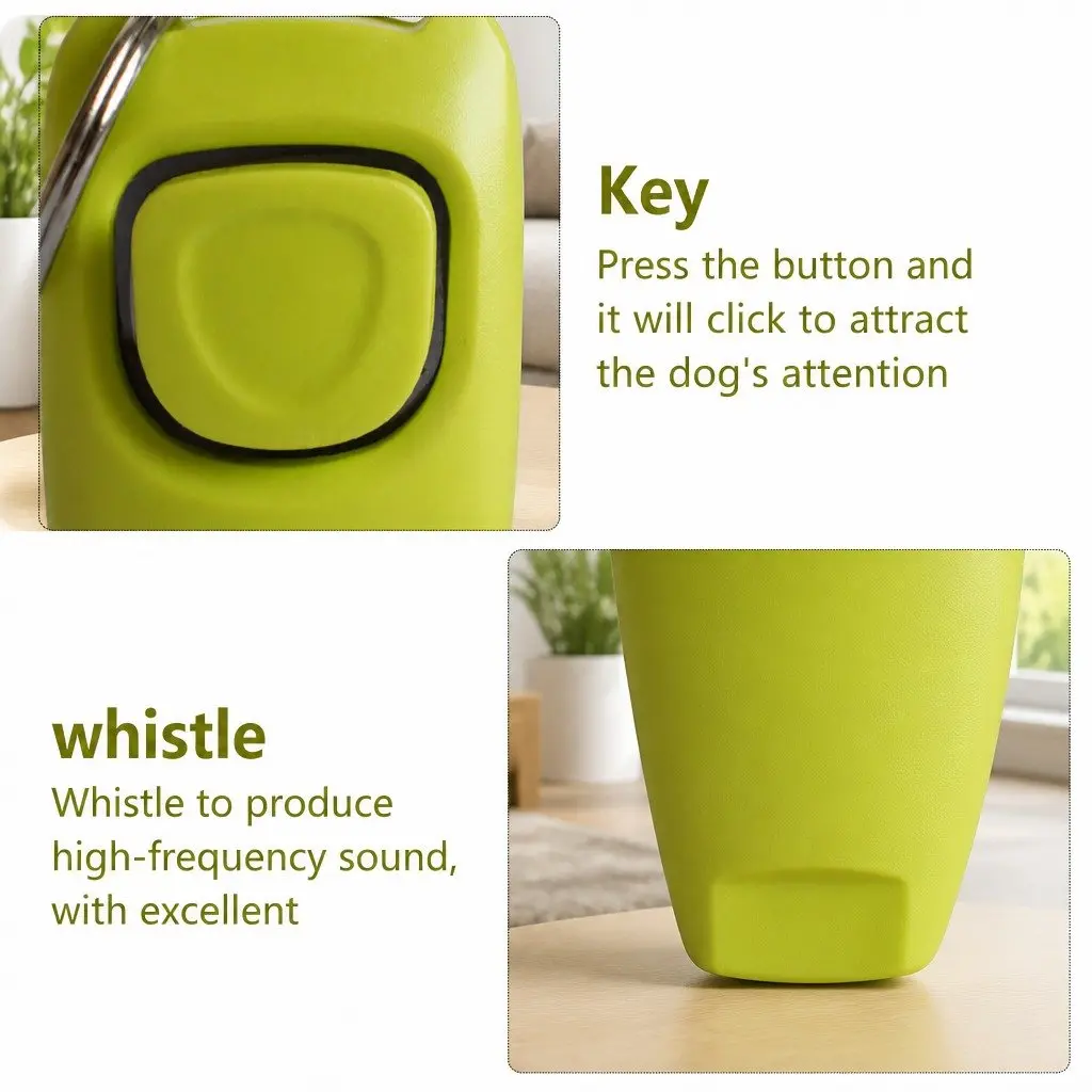 Dog Obedience Training Kit Clicker Whistle Combo PC Material Light Green 7.5cm