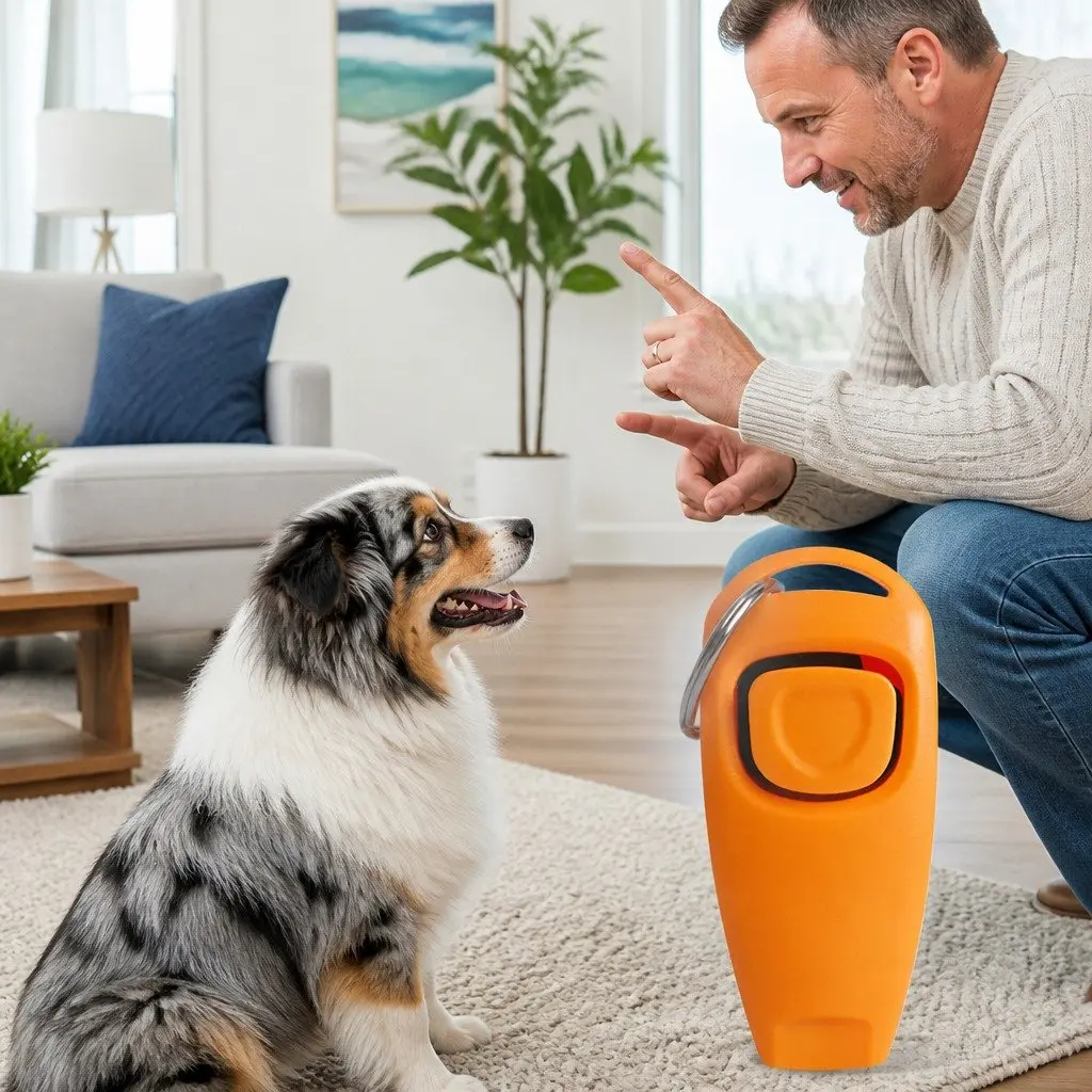 Dog Training Whistle PC Material 7.5cm Orange Two-in-One Obedience Tool