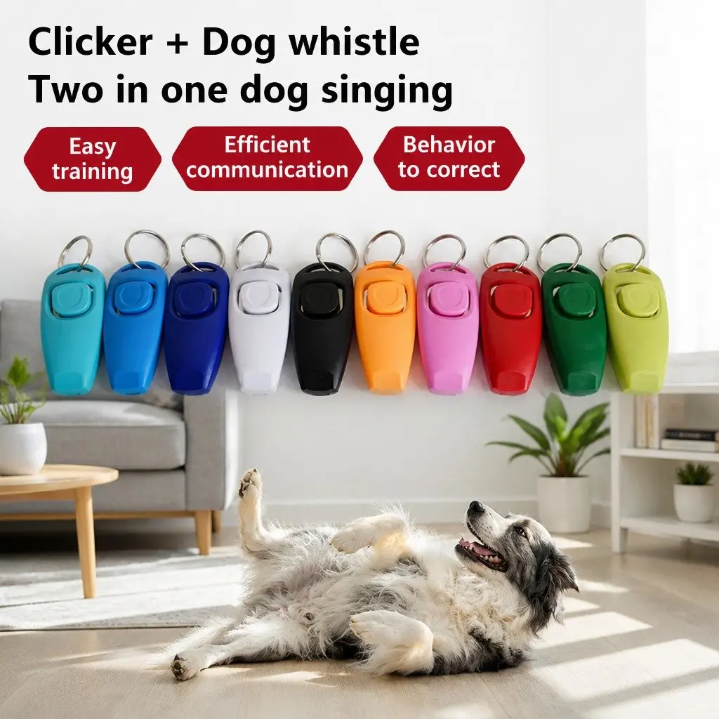 Dog Training Whistle PC Material 7.5cm Orange Two-in-One Obedience Tool