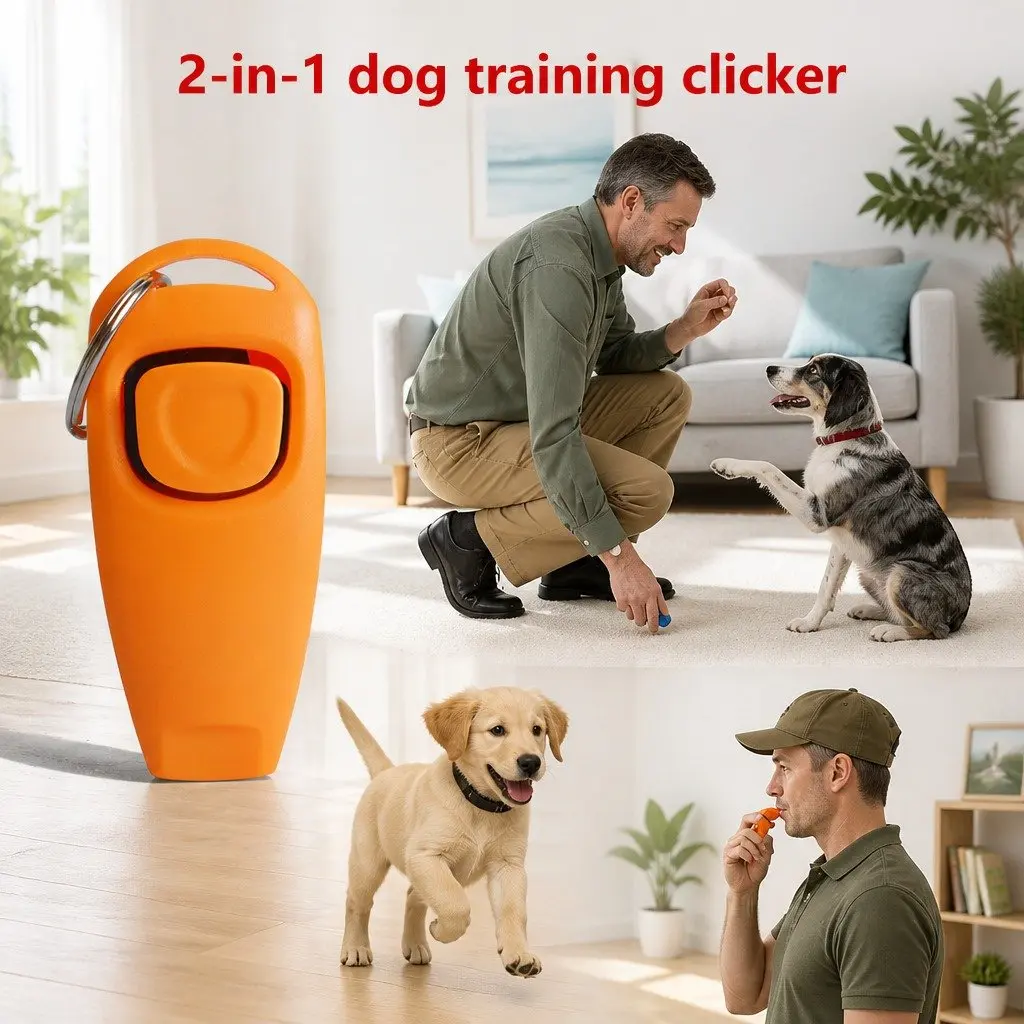 Dog Training Whistle PC Material 7.5cm Orange Two-in-One Obedience Tool