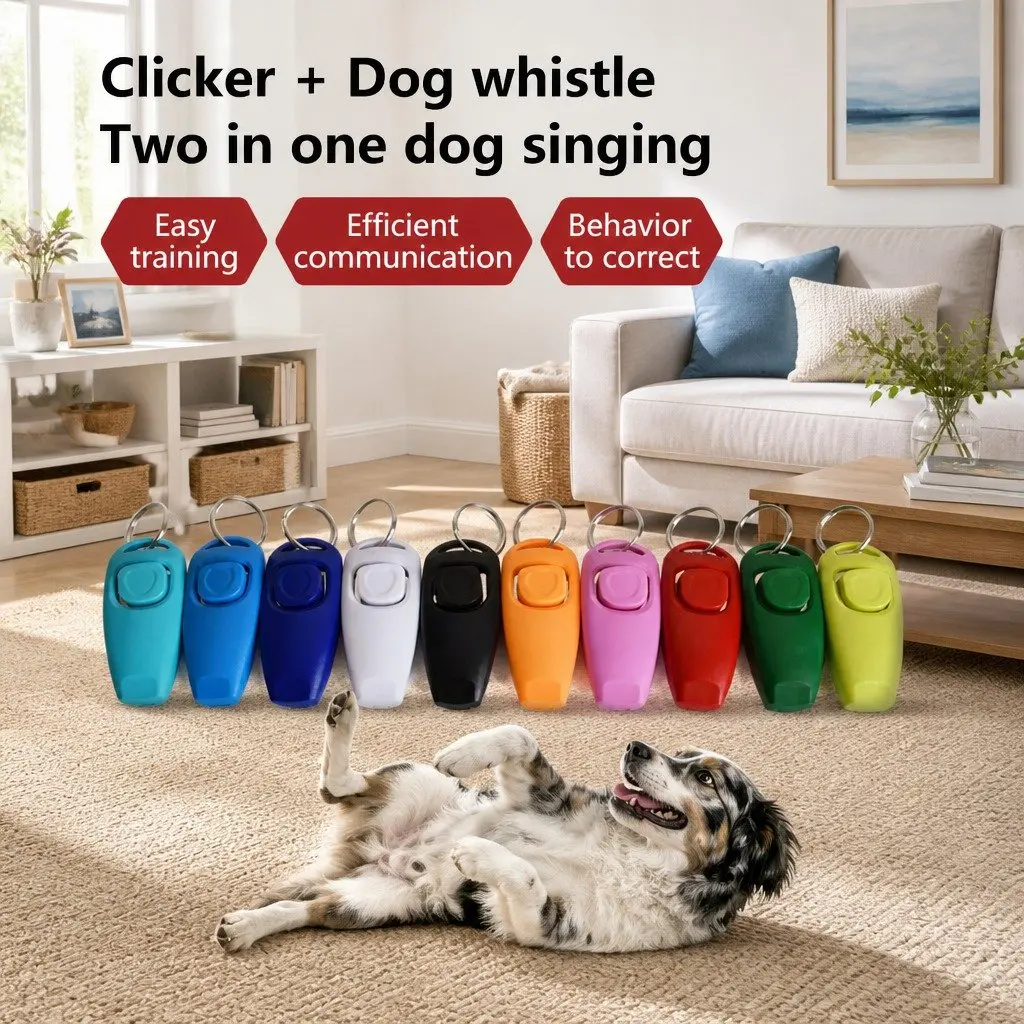 Dog Training Clicker Whistle Keychain Tool PC Material 7.5cm Blue