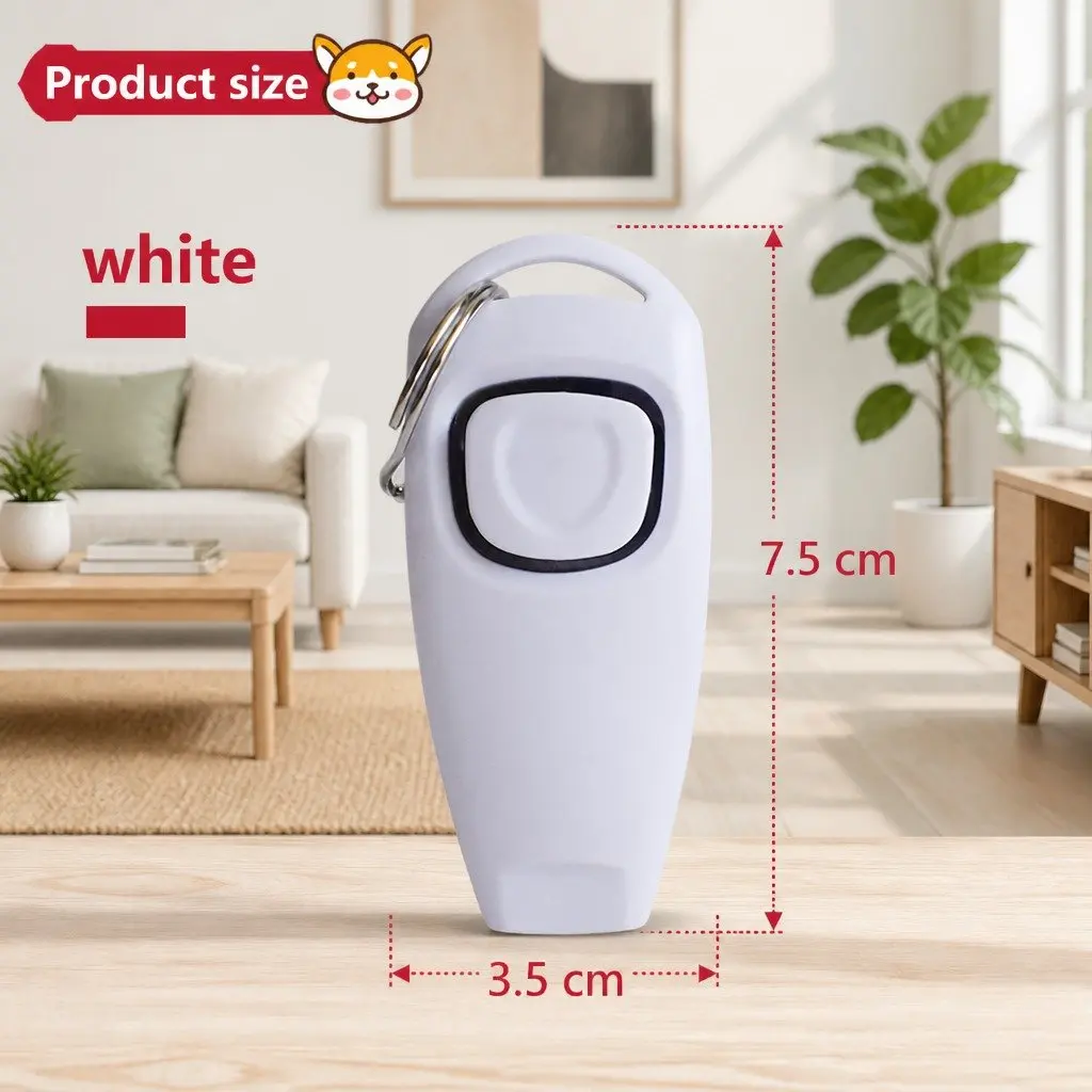 Dog Training Clicker Whistle Combo PC Material 7.5cm White