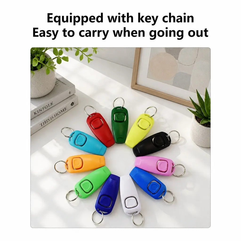 Dog Training Clicker Whistle Combo PC Material 7.5cm White
