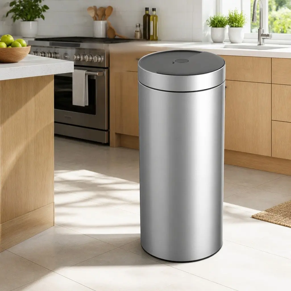 40L Touchless Stainless Steel Kitchen Trash Can Automatic Sensing Waste Bin Silver
