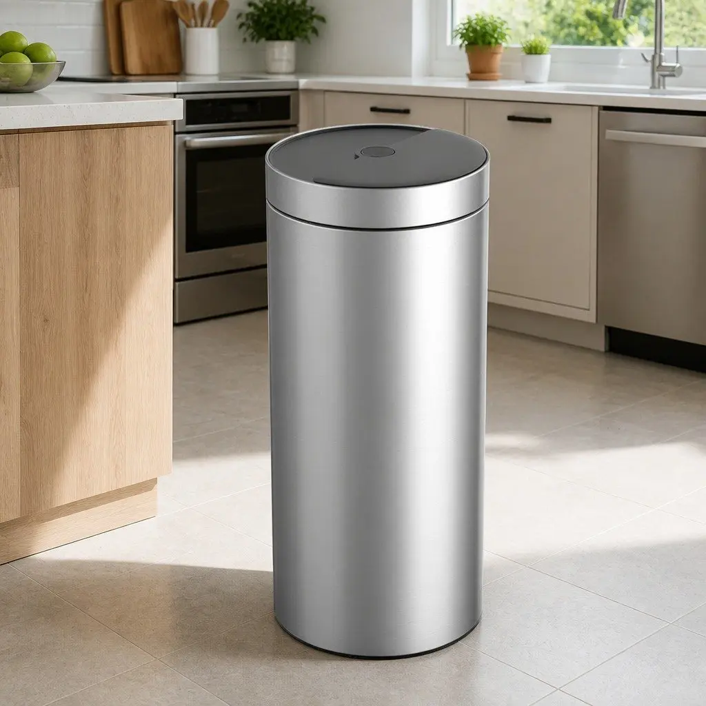 40L Touchless Stainless Steel Kitchen Trash Can Automatic Sensing Waste Bin Silver