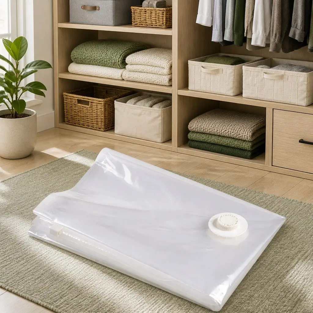 Vacuum Compression Storage Bag XL Size White PA PE Material