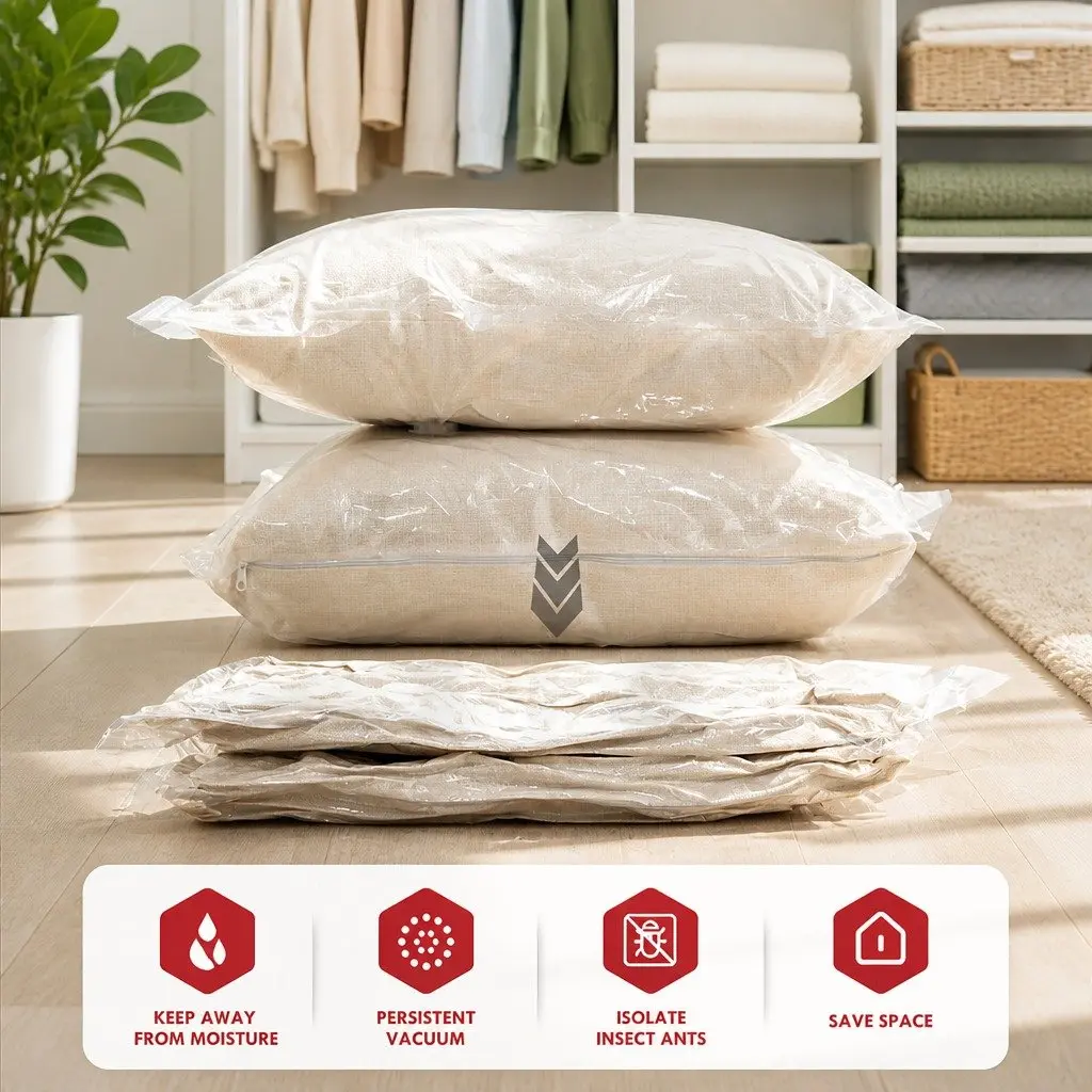 Vacuum Compression Storage Bag XL Size White PA PE Material