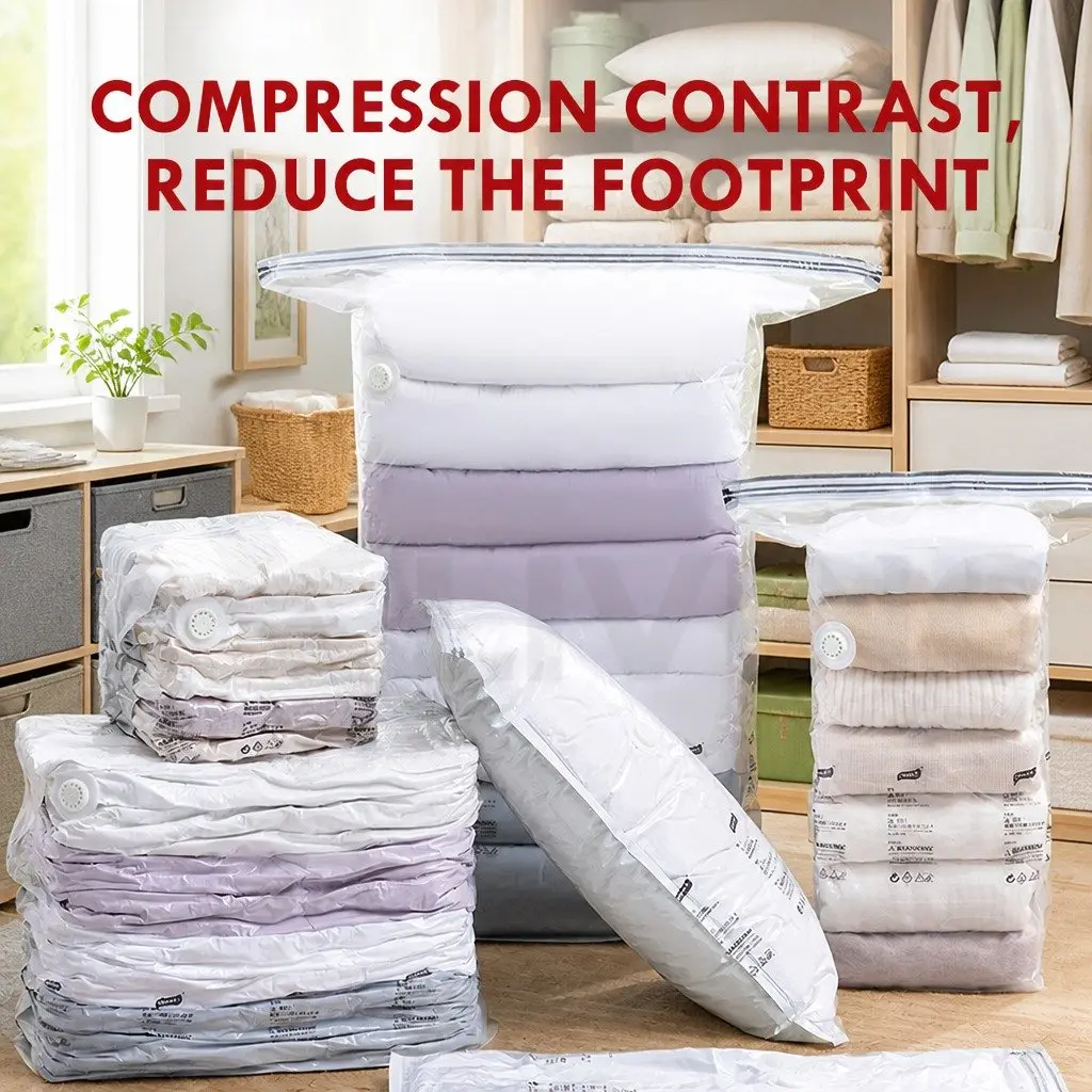 Vacuum Compression Storage Bag XL Size White PA PE Material