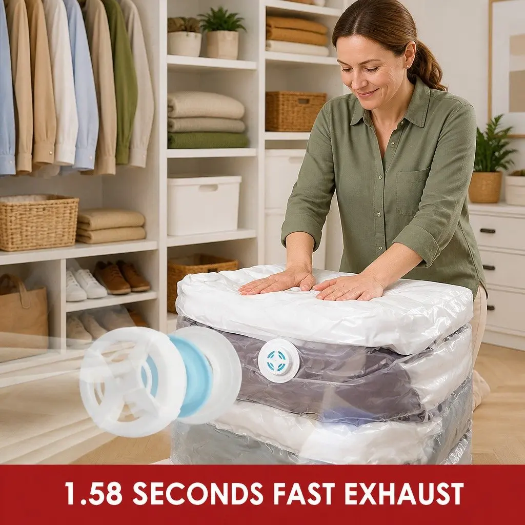 Vacuum Storage Bag Large Compression Household Clothing White PA PE 100cm x 70cm