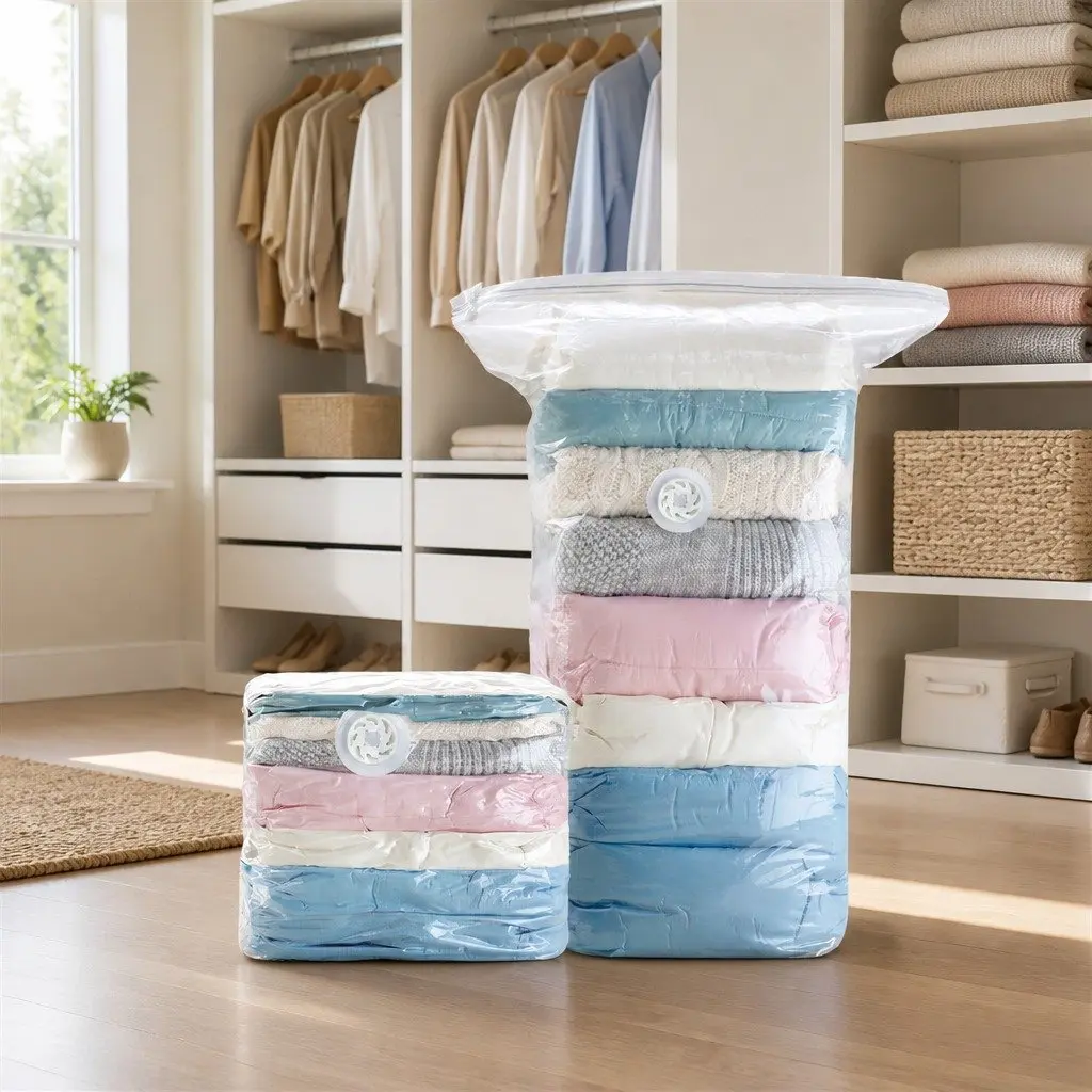 Vacuum Storage Bag Large Compression Household Clothing White PA PE 100cm x 70cm
