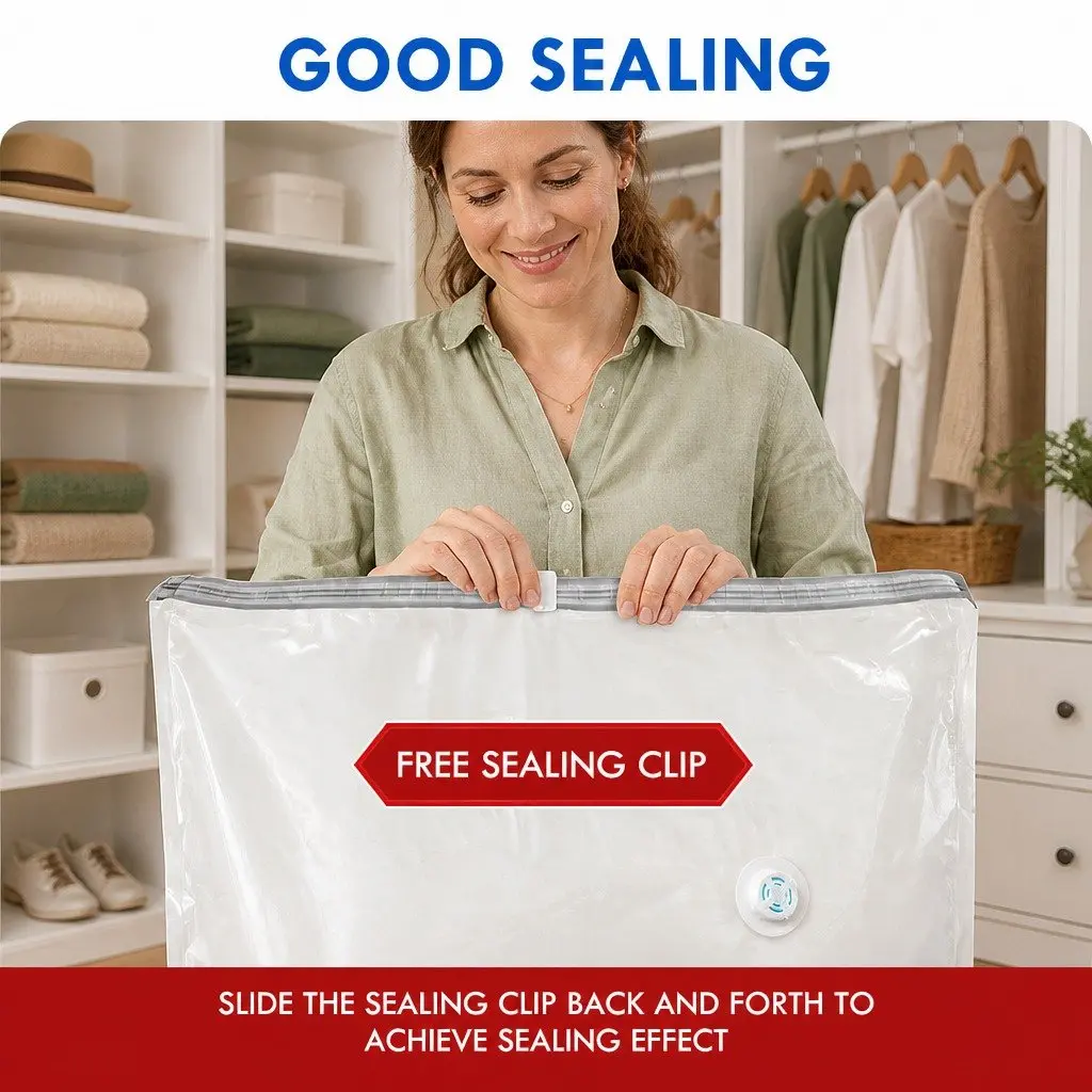 Vacuum Storage Bag Large Compression Household Clothing White PA PE 100cm x 70cm