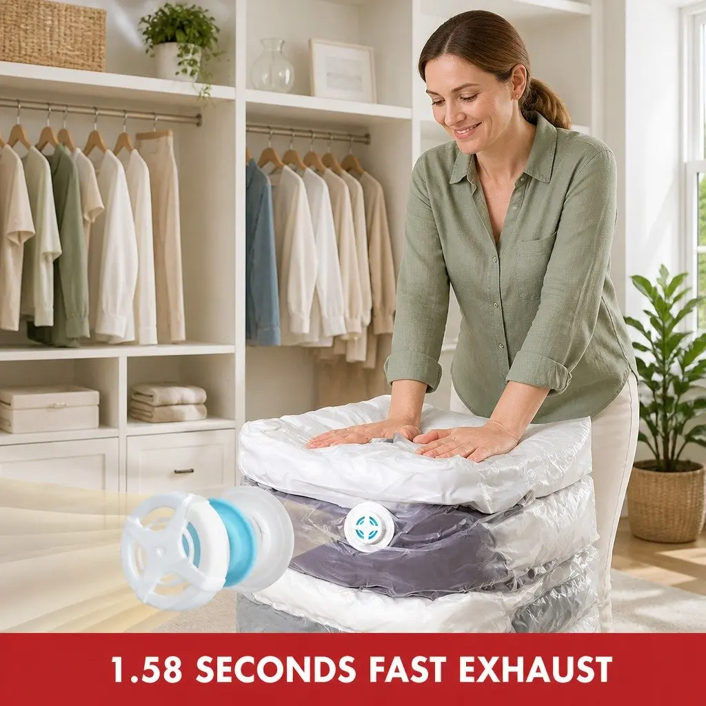 Compression Storage Bag for Clothing and Bedding Waterproof Seal Size S White