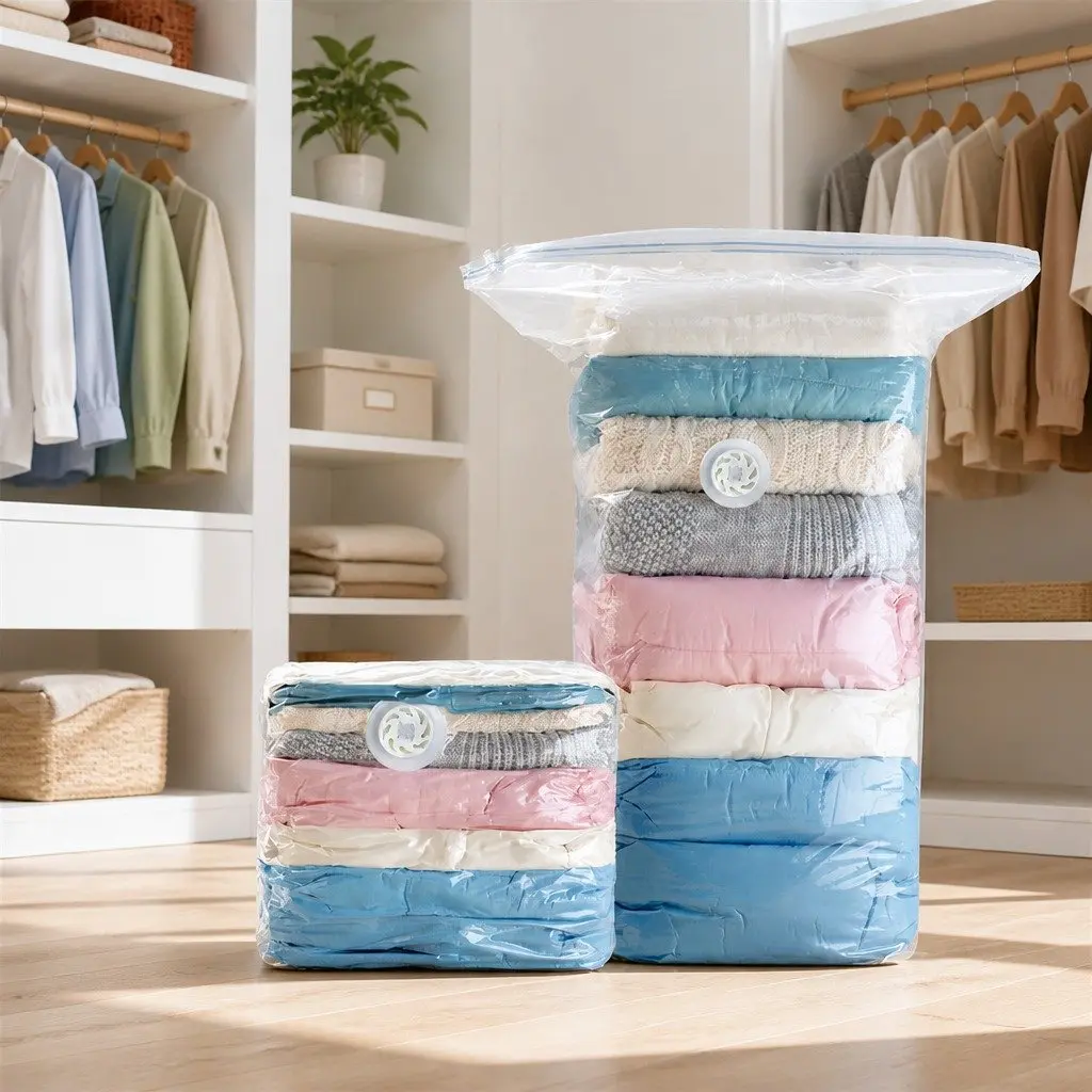 Compression Storage Bag for Clothing and Bedding Waterproof Seal Size S White