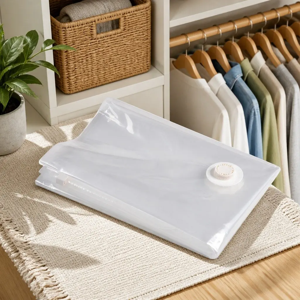 Compression Storage Bag for Clothing and Bedding Waterproof Seal Size S White