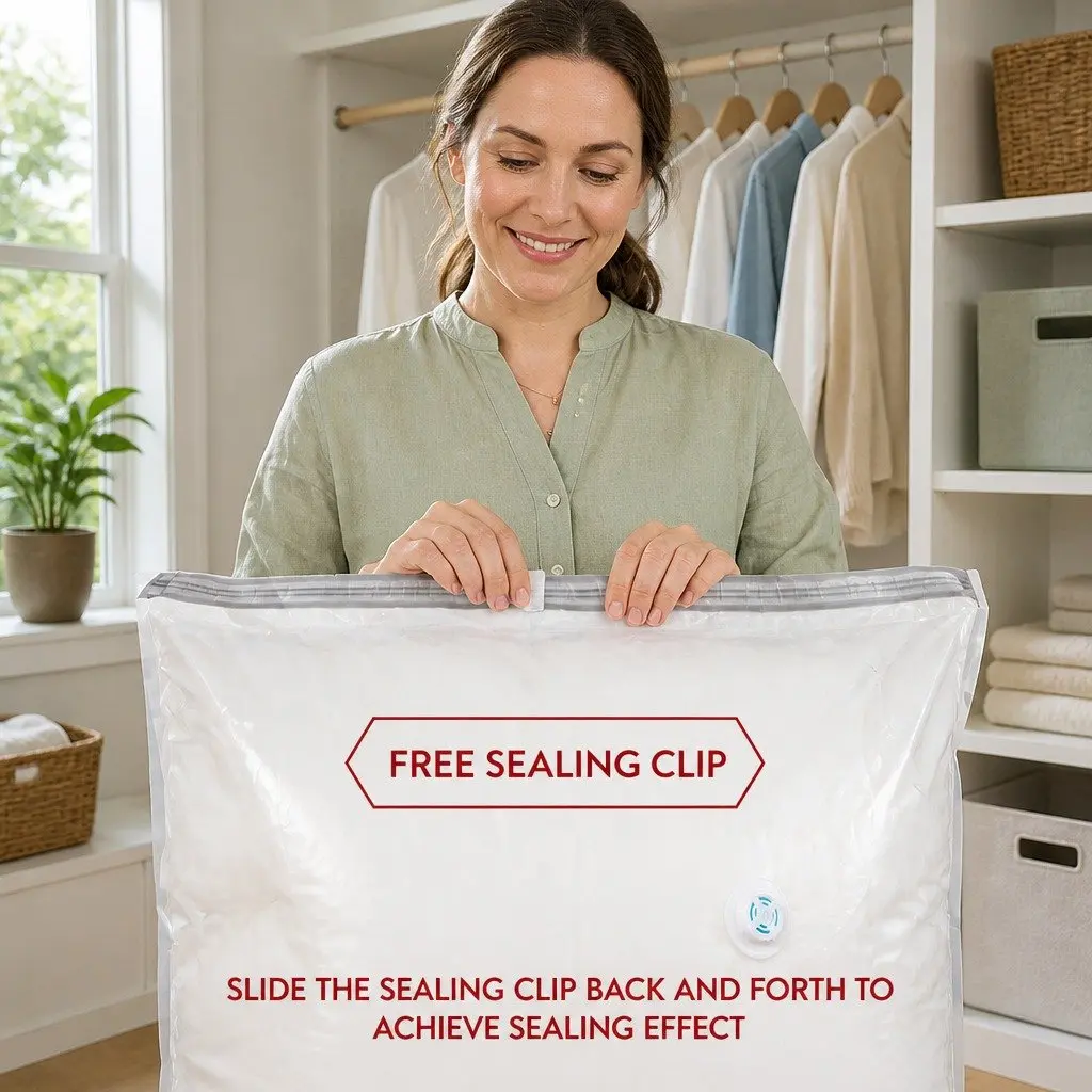 Compression Storage Bag for Clothing and Bedding Waterproof Seal Size S White