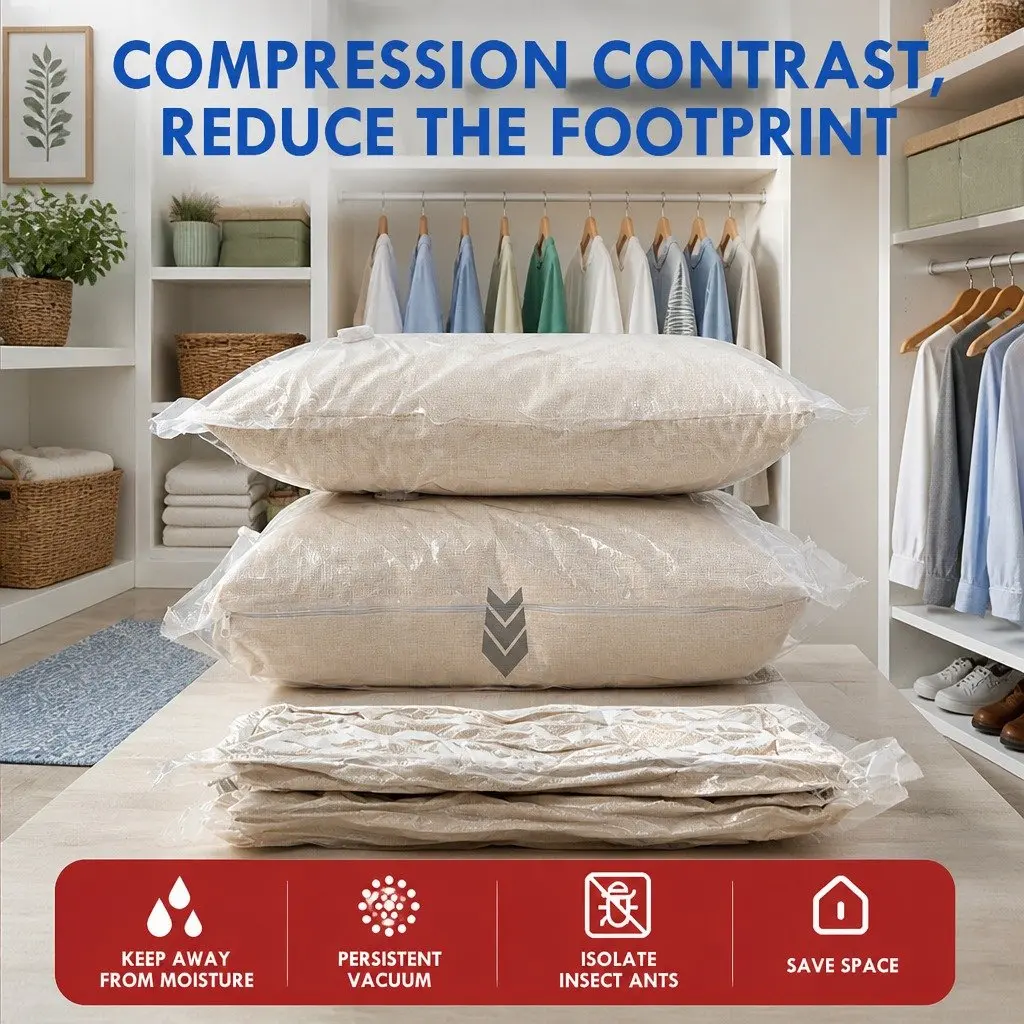 Compression Storage Bag for Clothing and Bedding Waterproof Seal Size S White