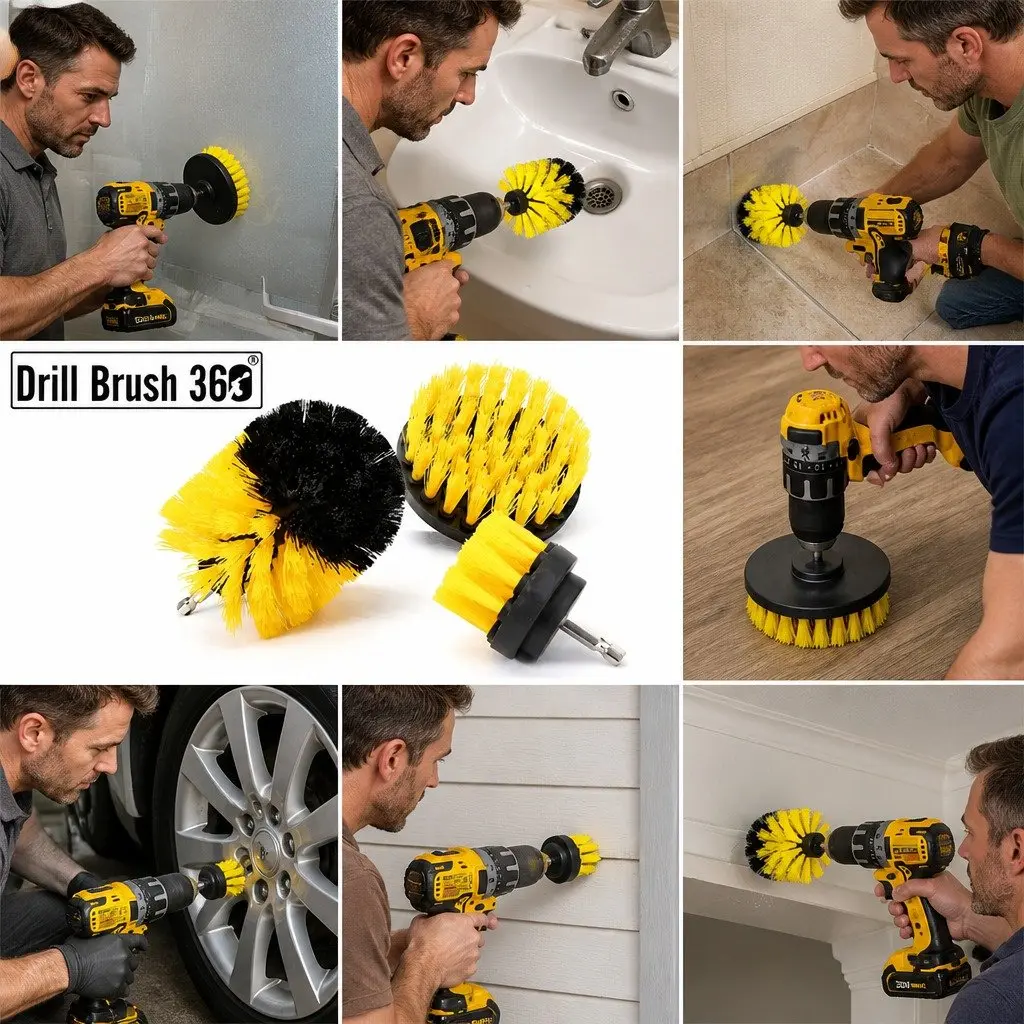 Electric Drill Brush Cleaning Set Nylon Bristle 2 3.5 4 Inch Blue