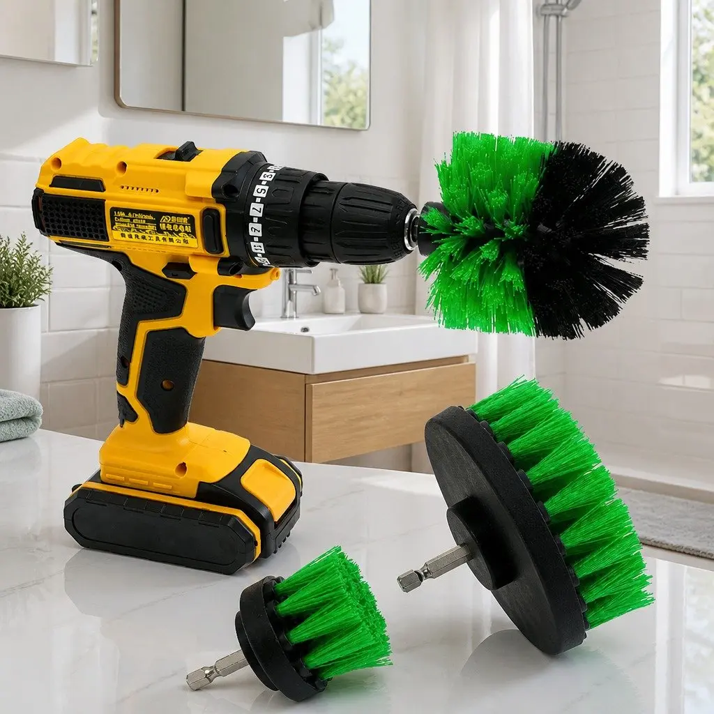 Electric Drill Cleaning Brush Head Set Three-Piece Nylon Bristle 2 3.5 4 Inch White Black Blue Yellow Red Green