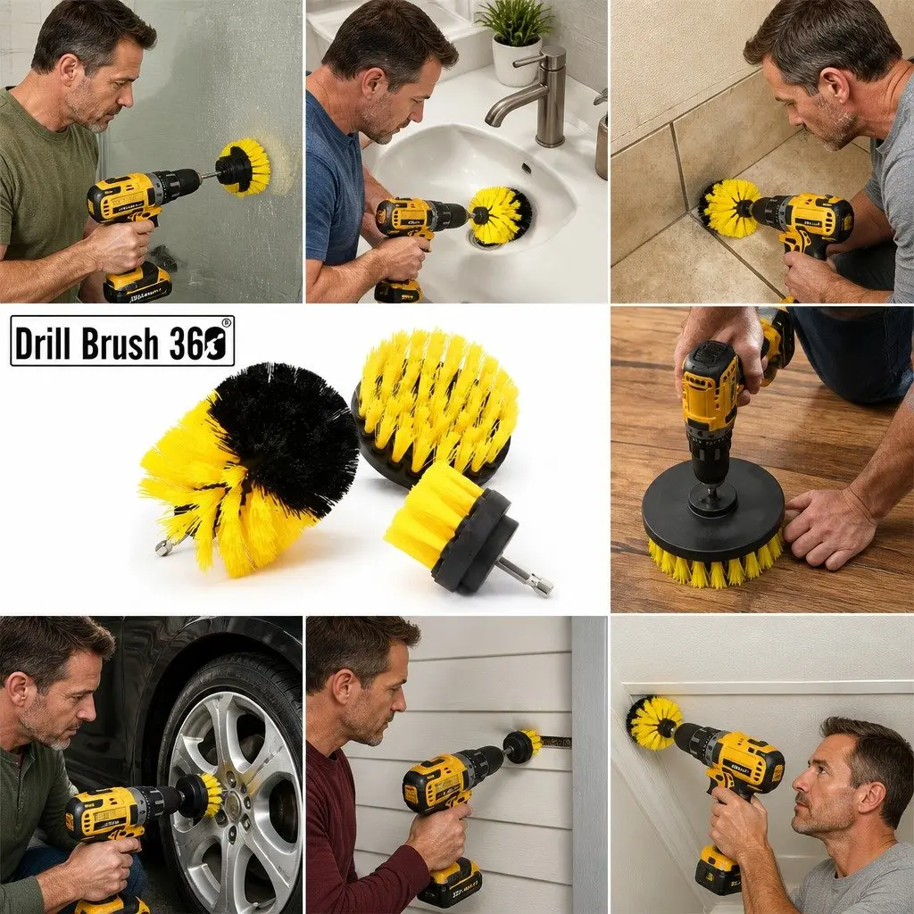 Electric Drill Cleaning Brush Head Set Three-Piece Nylon Bristle 2 3.5 4 Inch White Black Blue Yellow Red Green