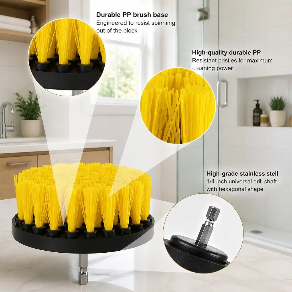 Electric Drill Cleaning Brush Head Set Nylon Bristles 2 3.5 4 Inch Multi-Color