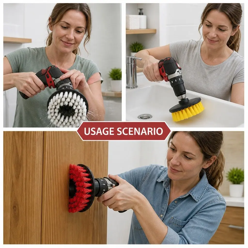 Electric Drill Cleaning Brush Head Set Nylon Bristles 2 3.5 4 Inch Multi-Color