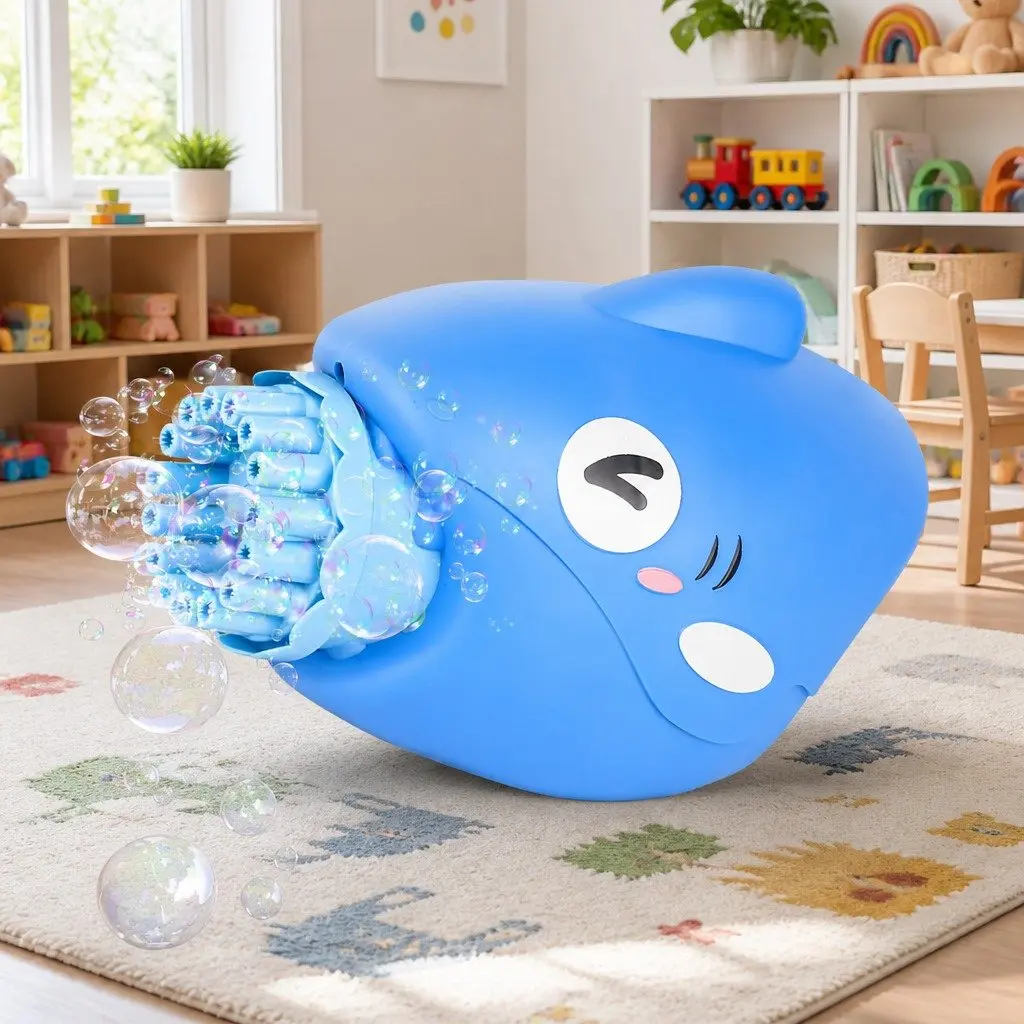 Bubble Gun Automatic Hand-Held Toy Machine ABS 15 Holes Blue Pink