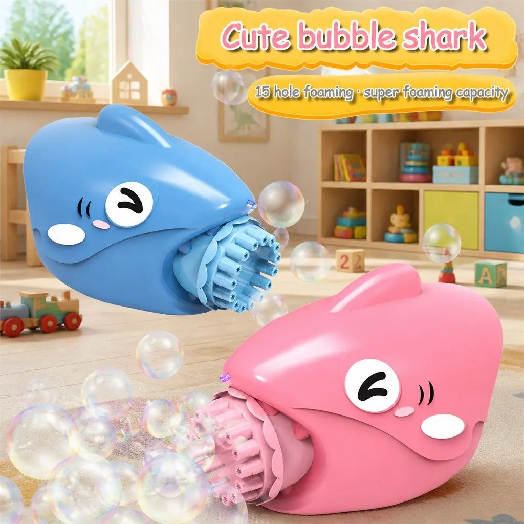 Bubble Gun Automatic Hand-Held Toy Machine ABS 15 Holes Blue Pink
