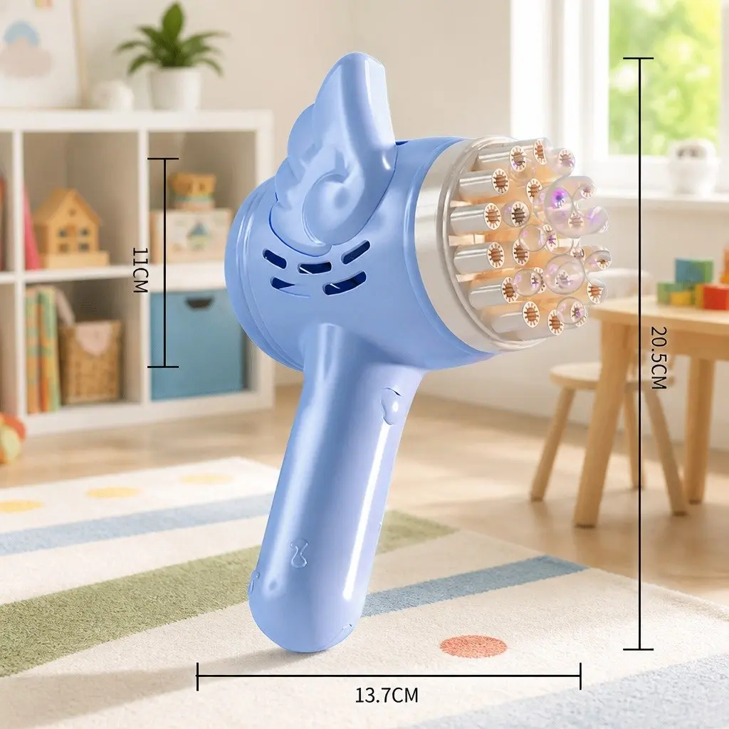 Electric Bubble Maker 23 Hole Gatling Toy ABS Construction Orange Blue for Kids Indoor Outdoor Play