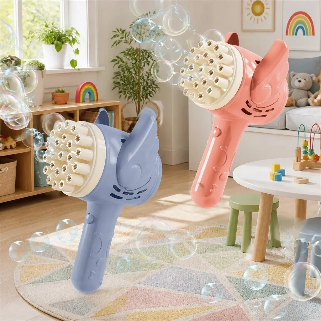 Bubble Toy Gun Electric Bubble Machine 23 Hole ABS Orange Blue