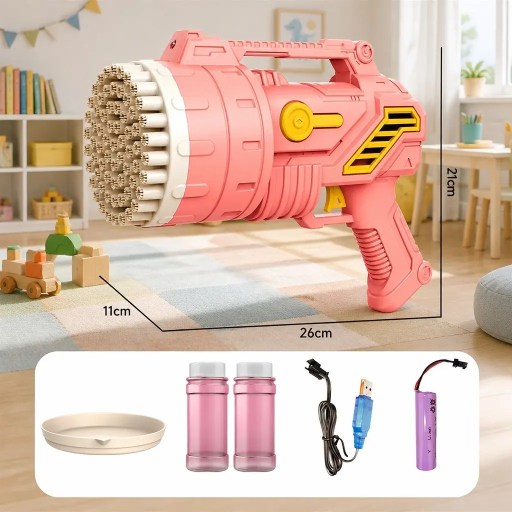Bubble Gun Toy Handheld Plastic Blue 69 Holes