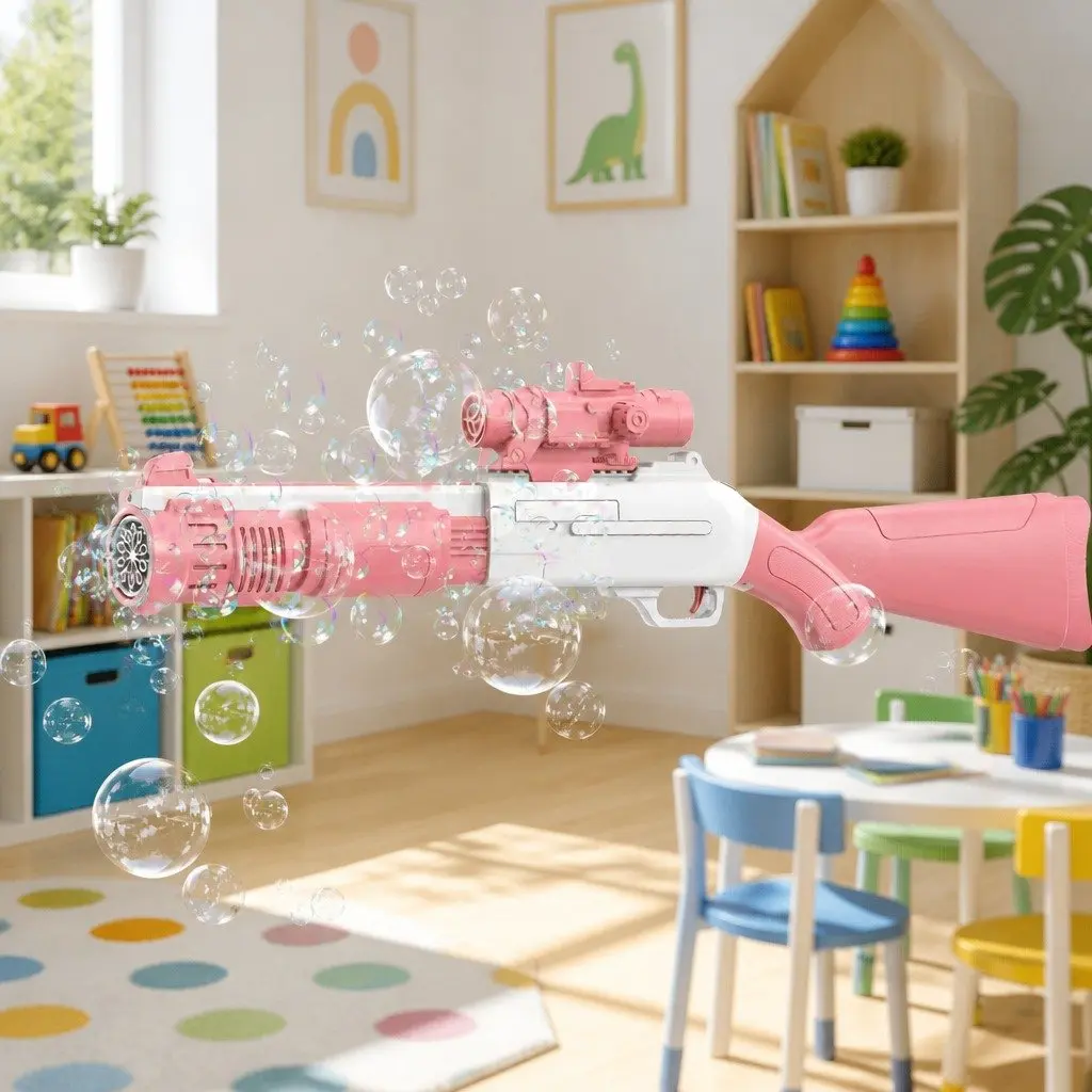 Bubble Toy Hand-Held Electric Spray Gun ABS 44.5cm Pink