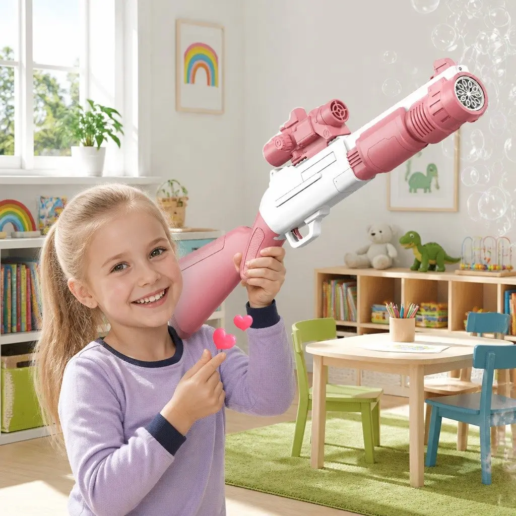Bubble Toy Hand-Held Electric Spray Gun ABS 44.5cm Pink