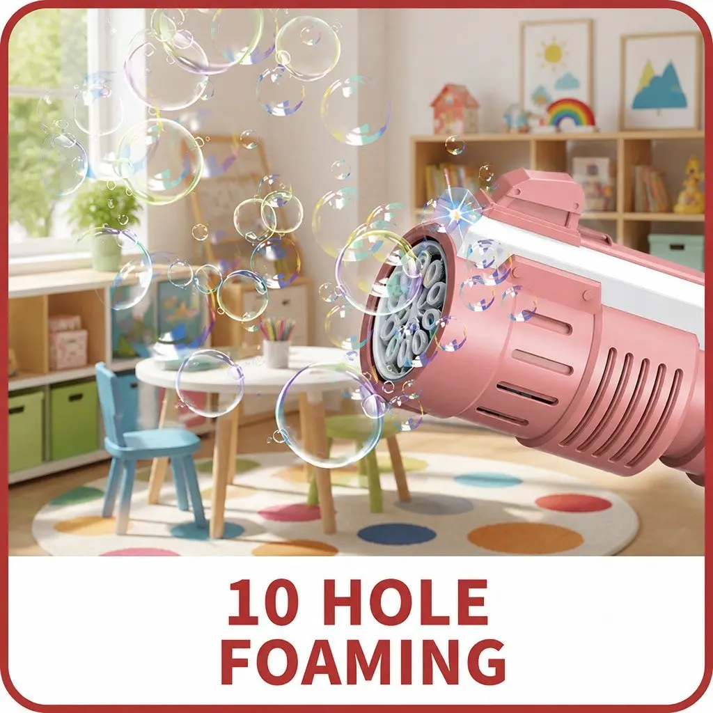 Bubble Toy Electric Hand-Held Spray Gun ABS 44.5cm Pink and Blue
