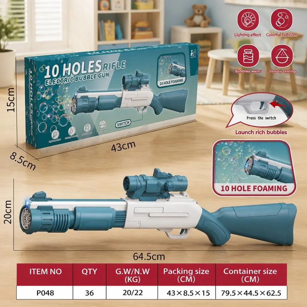 Bubble Toy Electric Hand-Held Spray Gun ABS 44.5cm Pink and Blue